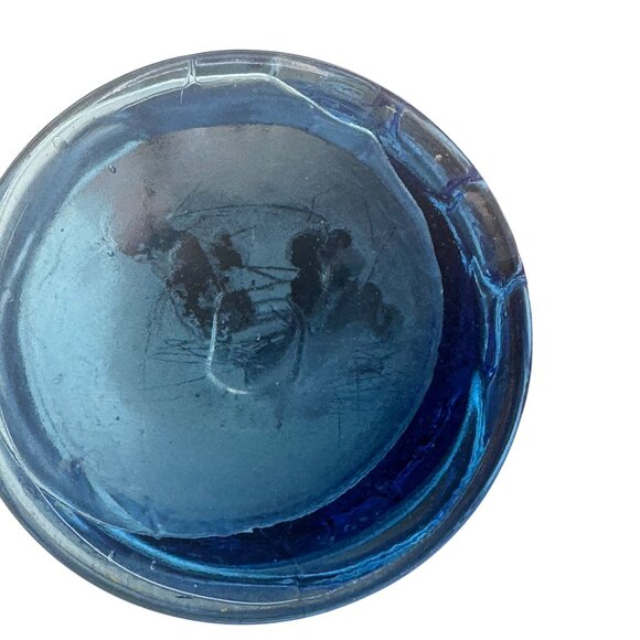 Vintage Blue Glass Pocahontas Indian Herbs Bottle - Picture 4 of 5